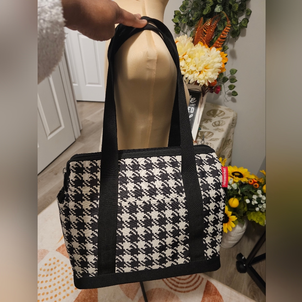 Reisenthel Black and White Houndstooth Tote Bag